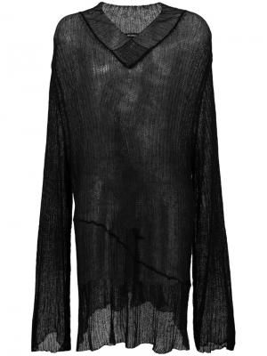 Длинный свитер в рубчик Ann Demeulemeester. Цвет: чёрный