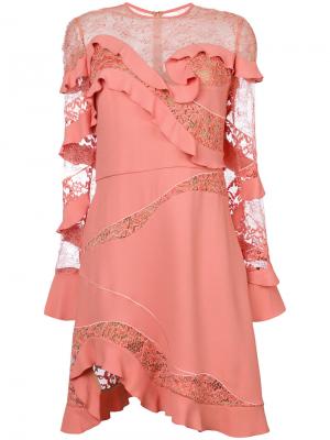 Ruffle trim dress Elie Saab. Цвет: розовый и фиолетовый