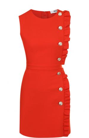 Приталенное мини-платье с оборками MSGM. Цвет: красный