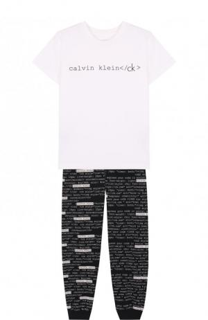 Хлопковая пижама Calvin Klein Underwear. Цвет: черно-белый