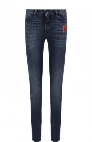 Укороченные джинсы-скинни с потертостями Dolce & Gabbana. Цвет: темно-синий
