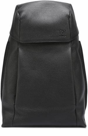 Кожаный рюкзак с внешними карманами на молнии Loewe. Цвет: черный
