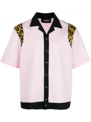 Рубашка с короткими рукавами дизайна колор-блок Dsquared2. Цвет: розовый и фиолетовый