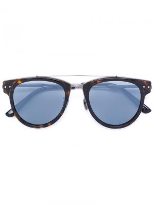 Солнцезащитные очки в круглой оправе Bottega Veneta Eyewear. Цвет: коричневый