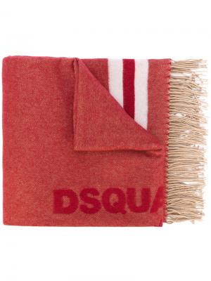 Шарф с логотипом и кисточками Dsquared2. Цвет: красный