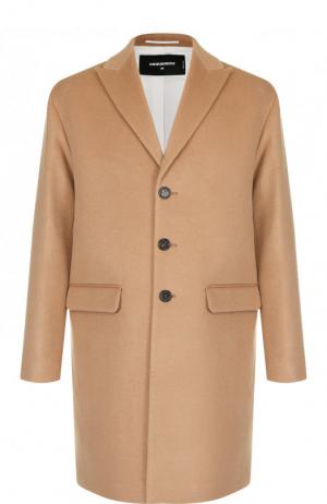 Однобортное шерстяное пальто Dsquared2. Цвет: бежевый