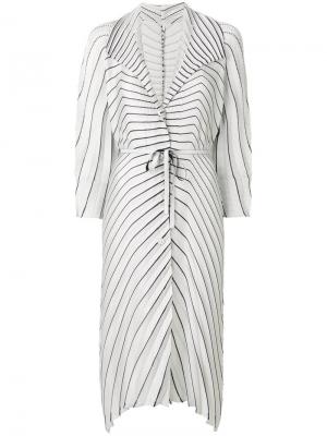 Striped pleated cardi-coat Issey Miyake. Цвет: серый