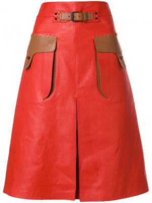 Contrast pocket A-line skirt Bottega Veneta. Цвет: жёлтый и оранжевый