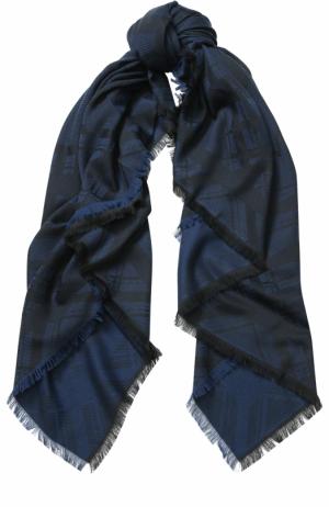 Хлопковый шарф с необработанным краем Kenzo. Цвет: темно-синий
