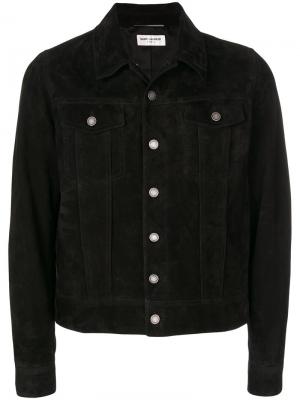 Кожаная куртка на пуговицах Saint Laurent. Цвет: чёрный