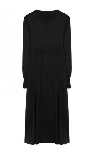 Приталенное вязаное платье-миди с длинным рукавом Maison Margiela. Цвет: черный