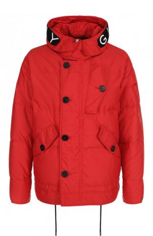 Пуховая куртка на молнии с капюшоном Givenchy. Цвет: красный