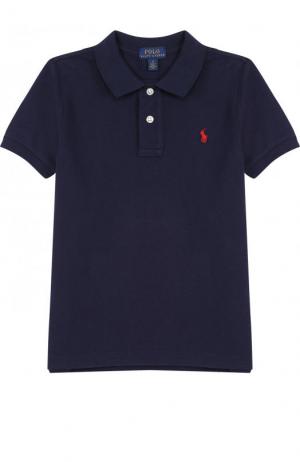 Хлопковое поло с логотипом бренда Polo Ralph Lauren. Цвет: синий