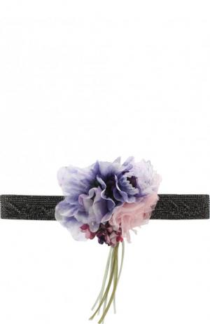 Пояс из смеси шелка с хлопком и декором в виде цветка Dolce & Gabbana. Цвет: разноцветный