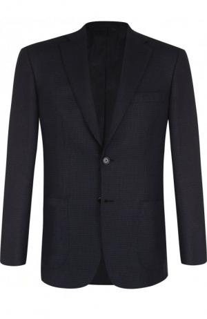 Однобортный шерстяной пиджак Brioni. Цвет: темно-синий
