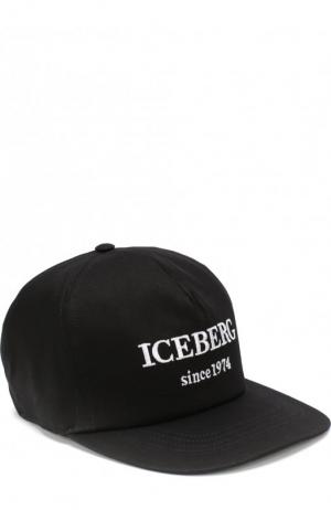 Хлопковая бейсболка с логотипом бренда Iceberg. Цвет: черный