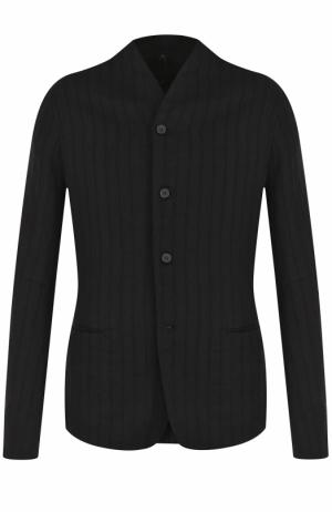 Однобортный пиджак из смеси шерсти и льна с хлопком Masnada. Цвет: черный