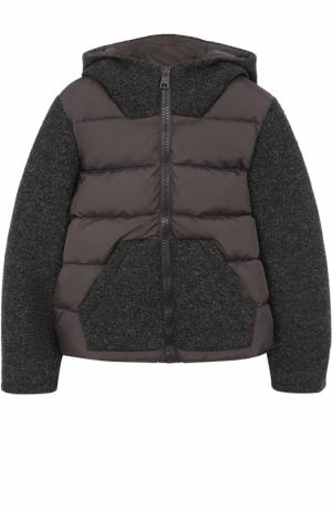 Пуховая куртка с текстильной отделкой и капюшоном Herno. Цвет: темно-серый