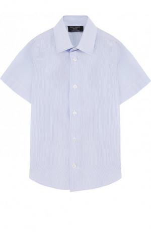 Хлопковая рубашка прямого кроя с короткими рукавами Dal Lago. Цвет: голубой