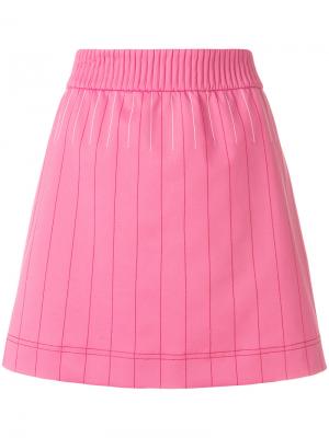 Мини-юбка с контрастной строчкой Valentino. Цвет: розовый и фиолетовый
