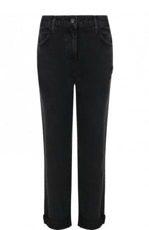 Укороченные джинсы с потертостями и отворотами J Brand. Цвет: черный