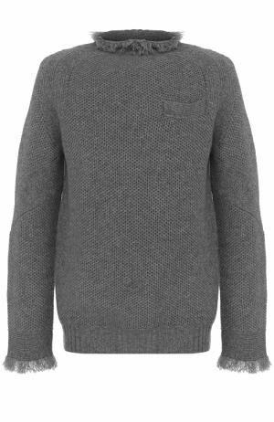 Шерстяной свитер свободного кроя Sacai. Цвет: светло-серый