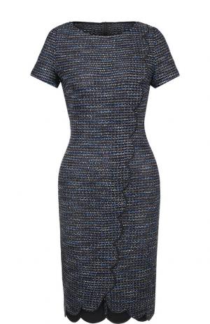 Вязаное мини-платье с контрастной отделкой St. John. Цвет: темно-синий