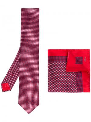 Комплект с нагрудным платком и галстуком Brioni. Цвет: красный