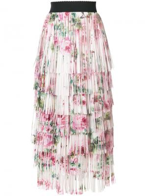 Юбка миди с цветочным принтом и завязкой Dolce & Gabbana. Цвет: телесный