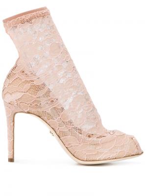 Кружевные туфли Dolce & Gabbana. Цвет: телесный
