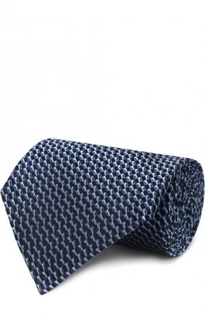 Шелковый галстук с узором Ermenegildo Zegna. Цвет: темно-синий