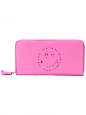 Континентальный кошелек с принтом смайла Anya Hindmarch. Цвет: розовый и фиолетовый
