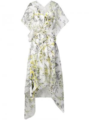 Полосатое платье из органзы с цветочным рисунком Dvf Diane Von Furstenberg. Цвет: белый