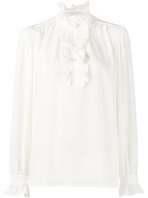 Блузка с высокой горловиной и оборками Stella McCartney. Цвет: телесный