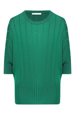 Однотонный пуловер из смеси шерсти и вискозы BOSS. Цвет: зеленый