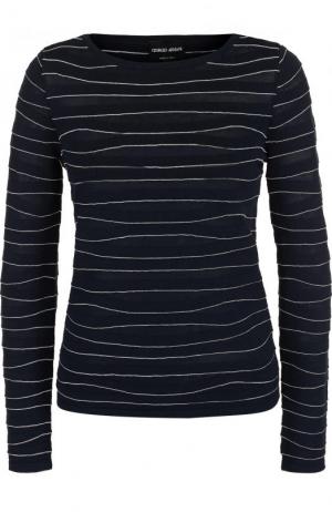 Пуловер из вискозы с вырезом-лодочка Giorgio Armani. Цвет: темно-синий