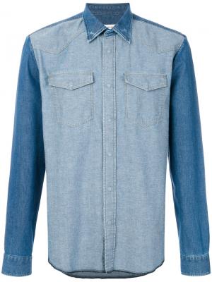 Двухцветная джинсовая рубашка Maison Margiela. Цвет: синий