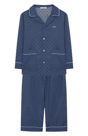 Хлопковая пижама Dolce & Gabbana. Цвет: синий