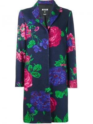 Пальто с цветочным принтом MSGM. Цвет: синий