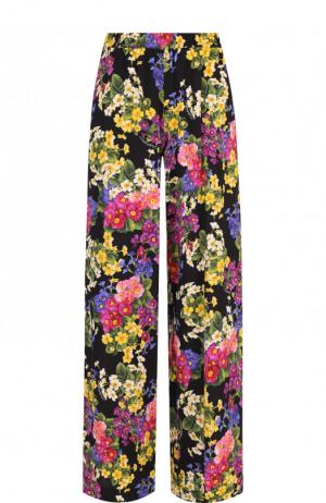 Шелковые брюки с эластичным поясом и принтом Dolce & Gabbana. Цвет: разноцветный
