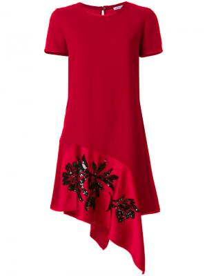 Платье-футболка с драпировкой и отделкой P.A.R.O.S.H.. Цвет: красный
