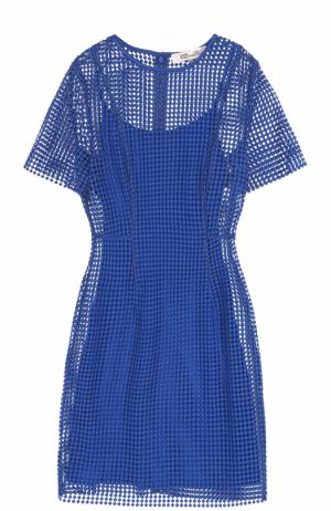Кружевное мини-платье с коротким рукавом Diane Von Furstenberg. Цвет: синий