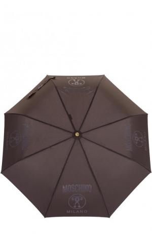 Складной зонт с логотипом бренда Moschino. Цвет: черный