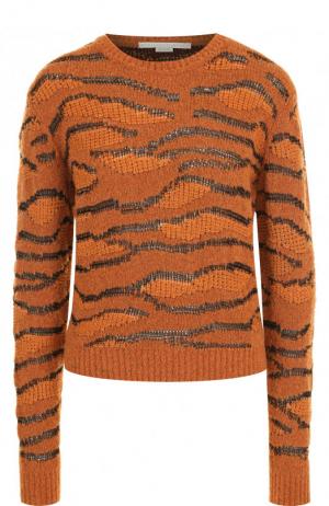 Пуловер из смеси шерсти и хлопка с принтом Stella McCartney. Цвет: коричневый