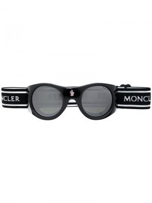 Солнцезащитные очки в круглой оправе Moncler Eyewear. Цвет: чёрный