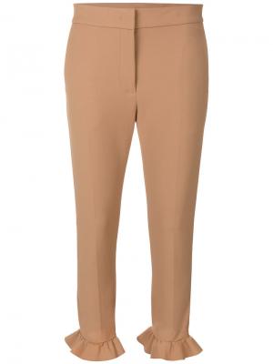 Укороченные брюки с оборками MSGM. Цвет: телесный
