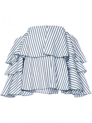 Блузка в полоску с открытыми плечами Caroline Constas. Цвет: белый