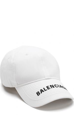 Хлопковая бейсболка с логотипом бренда Balenciaga. Цвет: белый
