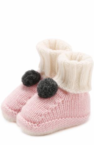 Шерстяные носки с помпоном Baby T. Цвет: розовый