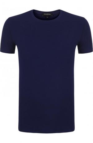 Хлопковая футболка с круглым вырезом Ermenegildo Zegna. Цвет: синий